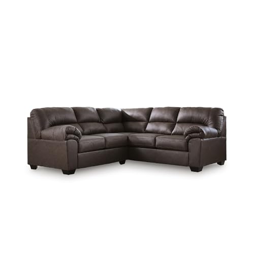 Image of Signature Design by Ashley Faux Leather Sectional Sofa, Brown /Umber