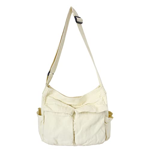 Image of KlaOYer Canvas Messenger Bag Large Hobo Bag Crossbody Shoulder Bag Tote Bag with Pocket for Women and Men