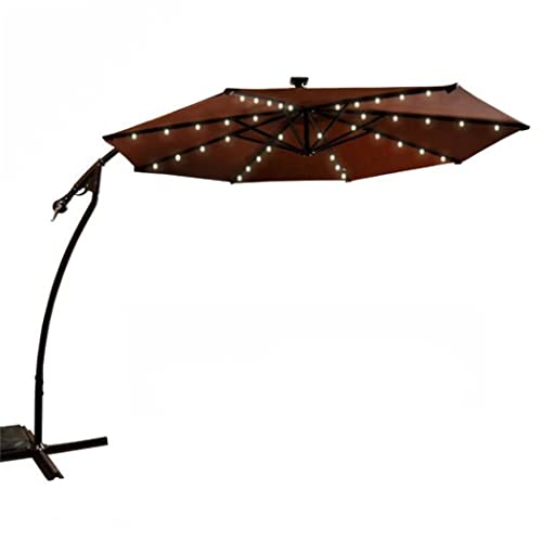 Parasol de terrasse déporté avec LED pour illuminer vos dîners au bord de la piscine