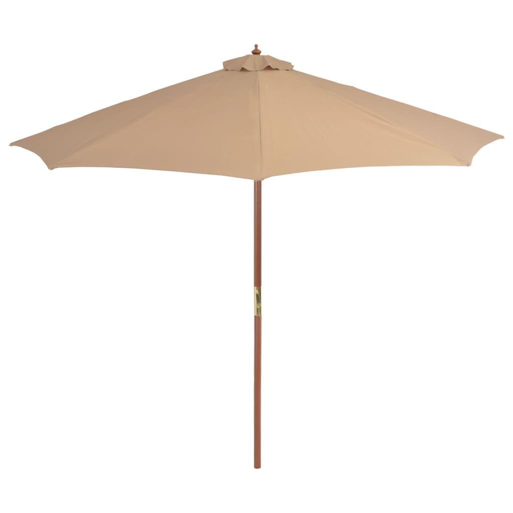 Generisch Parasol przeciwsłoneczny z drewnianym masztem, 300 cm, kolor taupe, odporny na działanie promieni UV i światłoodporny na działanie światła, z poliestru, średnica masztu 48 mm, 8 żeber, otwór