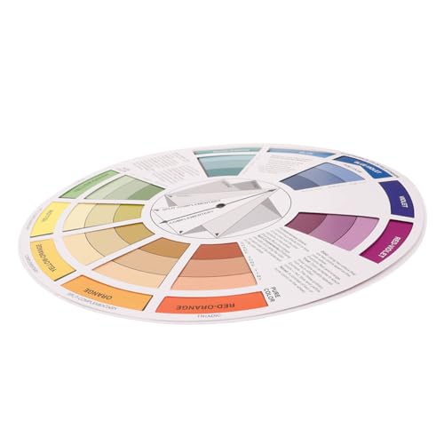 jojofuny International Standard Rotatable Color Wheel Paint Mixing Guide for Artists Painters Nail Designers Gradient Chart with Design and Color Blending Instructions for Creative Learning