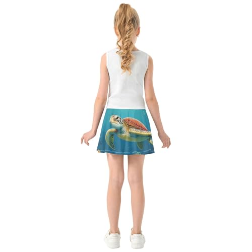 Girls' Shorts Athletic Skorts Sea Turtle Underwater Colorful Coral Toddler Tennis Skirts Cheer Teen Cheer 3t4