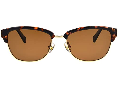 Foster Grant Tortoise Brown Gold Retro Frame Polarized Sunglasses
