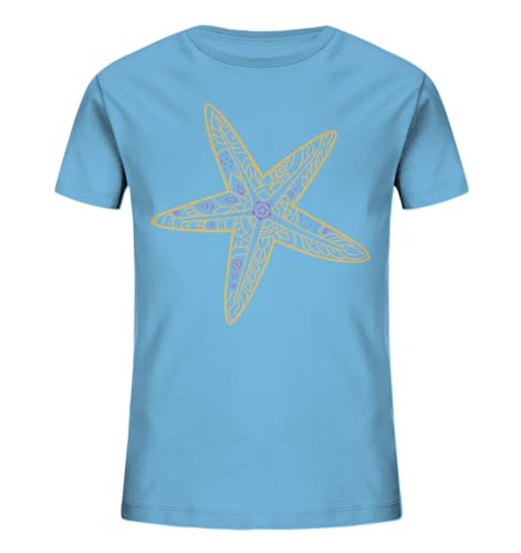 made4me.shop - Camiseta orgánica para niños | Seastar Yellow (rosa), aguamarina, 122
