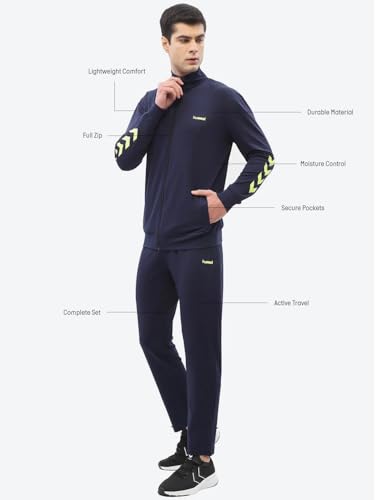 Image of hummel Promo Men's All weather Regular Fit Track Suit with Zipper and Pockets Comfortable Breathable Stretchable Soft Fabric For Everyday Use Ideal for Gym Training or Running Loungwear
