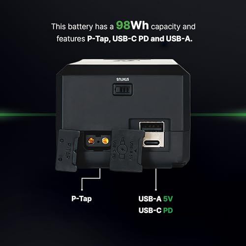 Image of Core SWX NANO-V98X 98Wh Micro V-Mount Battery - Compact Lithium-Ion Pack with USB-C PD Input /Output, USB-A, P-Tap, 10A Load, 3.9hr Runtime (25W), for Cameras & Production Gear