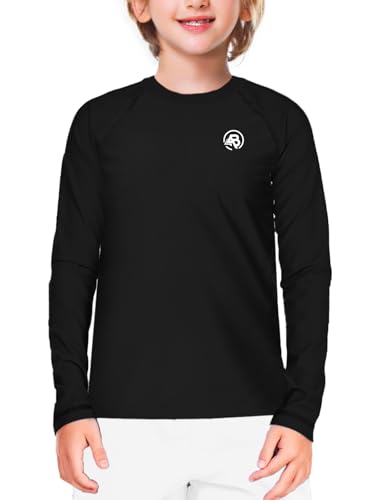 Image of AOBUTE Unisex Kids Rash Guard Long Sleeve SPF 50+ Sun Shirt UV Protection Swim Shirts 3-12 Years