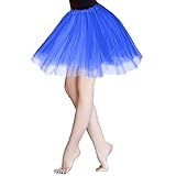 KALIONE Tutu Skirt for Women 3 Layered Elastic Tulle Skirts Women's Teen Adult Tutu Skirt Bubble Ballet Dance Tulle Skirts Vintage Party Dress Costume Accessories for Women Teen Girls, Blue