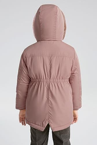 Image of SOLOCOTE Toddlers and Girls Winter Coat Water-Resistant Faux Fur Hood Sherpa Lining Elastic Cuffs with Pockets for Kids