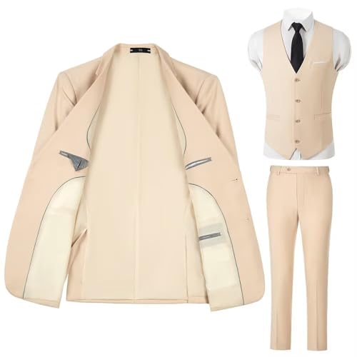 Men's Suit 3 Piece Slim Fit Men Tuxedo Suit for Party Wedding Prom Business 2 Button Solid Blazer Jacket Vest Pants Set2