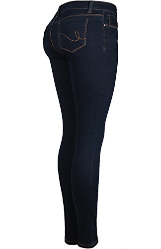 2LUV Women's Stretchy 5 Pocket Dark Denim Skinny JeansÂ3