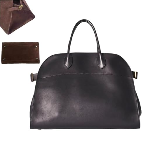 Row Soft Leather Bag, The 2025 Leather Tote Bags for Women Retro Top-handle Bag Trendy Work Luxury PU Leather (A,Large(15in))