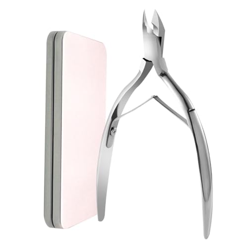 Biglumin Corta cuticulas inoxidable profesional para uñas encarnadas profundas, uñas gruesas y con hongos, pedicura profesional para pies, Viene en caja de regalo metálica. (Plata)