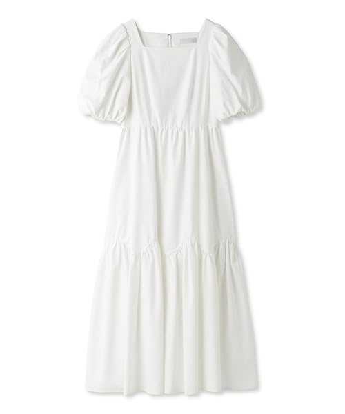 Amazon.co.jp: [セルフォード] スクエアネックフレアワンピース