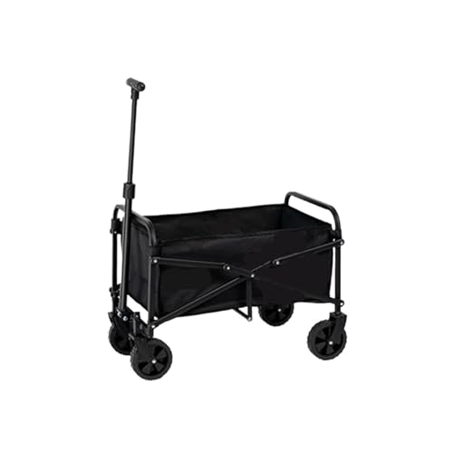 Minicarro for Acampar al Aire Libre, artículo de Moda for con diseño Simple, antipolea y Varilla tracción Ajustable, Plegable Ligero(Update Black)