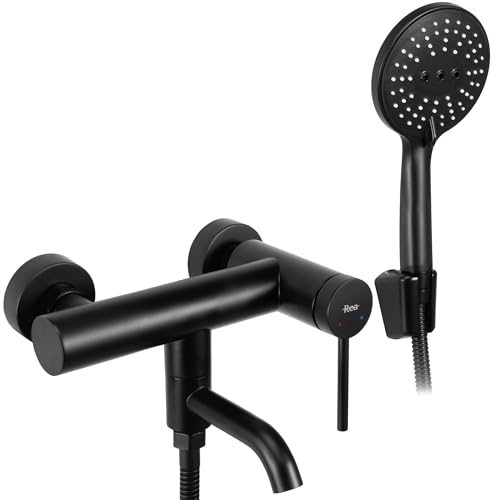 Robinet de baignoire avec douchette Clif Rea mitigeur salle de bain noir mat eau chaude froide