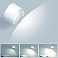 ONSTUY LED Wall Lamp,Wireless Wall Light with Rechargeable Battery Operated 3 Color Temperatures Dimmable Magnetic 360° Rotation Wall Sconce for Bedroom Bedside Reading-White