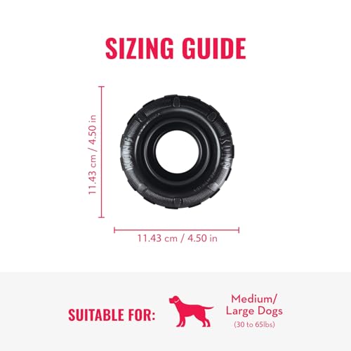 KONG Extreme Tires - KONG's Most Durable Natural Rubber Chew & Fetch Toy - Treat Dispenser Dog Tire Toy - Pet Supplies for Outdoor & Indoor Play - For Medium/Large Dogs