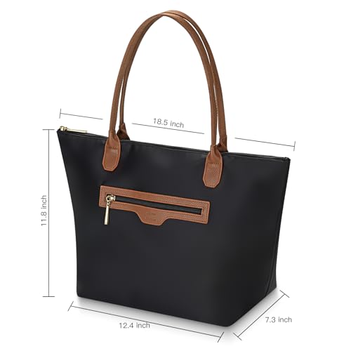 Nylon Tote Bag for Women with Zipper, Lightweight Large Laptop Shoulder Handbag, Spacious Gym, Travel and Shopping Purse3