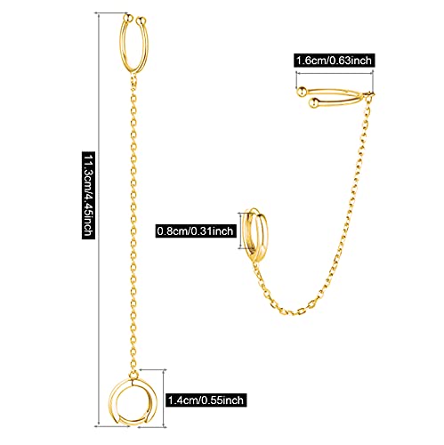 Andpai Chic Minimalist Punk Silver Gold Hypoallergenic Dangle Drop Earrings With Round Huggie Hoop Ear Cuff Chain Earrings For Women Girls (Gold) #TOP1