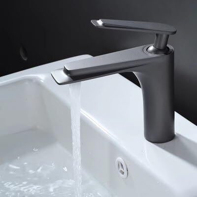 Robinet de salle de bain mitigeur lavabo laiton anti calcaire gris