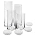 Royal Imports Glass Cylinder Vases - Set of 4 - Including 4 Floating DISC Candles, Decorative Centerpieces for Home or Wedding