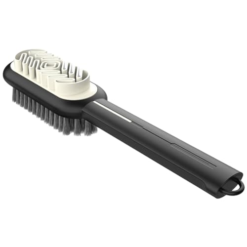 Dasfie Doppelseitige Haushaltsreinigungsbürste Easy Grip Reinigung Scrubber Bürste mit langem Griff Multifunktionale Schuhreiniger Bürste für Wildleder Nubukleder