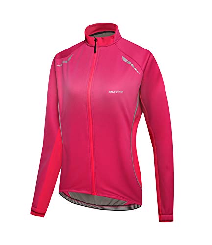 Outto Women's Cycling Thermal Jacket Softshell Winter Long Sleeve Windproof Jersey(Small,18-EY Pink)