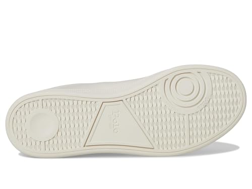 Image of POLO RALPH LAUREN, Men's, Heritage Court II Leather Sneakers, White /Navy /Wine, 7, Medium