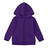 ROMPERINBOX Unisex Solid Baby Sweatshirts Hoodies, Lightweight Full Zip-up Jackets Coat 0-24 Months (Purple, 12-18 Months)