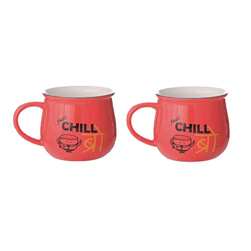 Image of JCPL Ceramic Graphic /Quote Coffee /Tea Mug Set for Office Table /Gifting Set of 2, JCPL-MM2-ZS-DONALD-03, Red