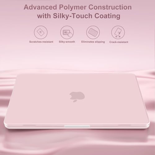 Image of MOSISO Compatible with MacBook Air 13 inch Case M5 2026 M4 2025 M3 M2 2024-2022 A3449 A3240 A3113 A2681,Hard Shell&Keyboard Cover&Screen Film&Pouch for MacBook Air 13.6 inch Case, Baby Pink