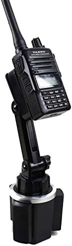Adjustable Height Cup Holder Mount for Anytone BaoFeng Icom Kenwood Yaesu Handhelds Now with Mic Holder