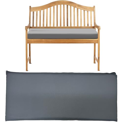Brillars Garden Patio Bench Pad Outdoor Water Resistant Fabric 2/3/4 Seater Furniture Swing Seat Hammock Thick Pillow Cushion (Charcoal Grey, 2 Seater)