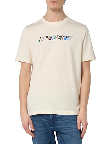 T-shirt Maniche Corte Uomo Multicolour Hilfiger Tee Scollo Rotondo Bianco Calico XS
