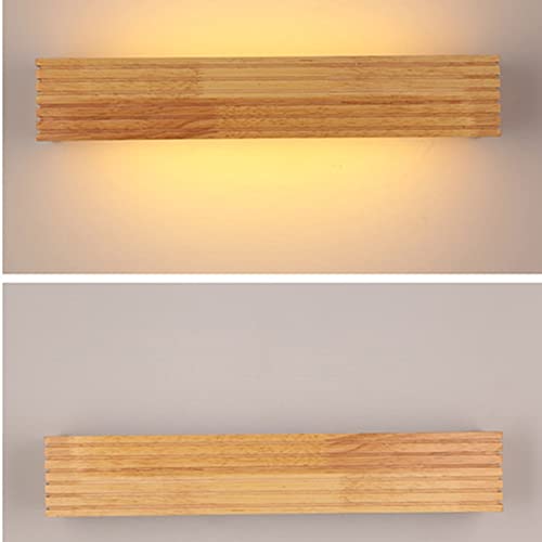 Luz cálida LED de pared en madera de rayas nórdicas para espejo 6