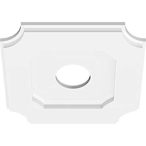 Image of Ekena Millwork CMP12LE-03000 Locke Architectural Grade PVC Contemporary Urethane Ceiling Medallions 12 inchOD x 3 inchID x 7 inchC x 1 inchP