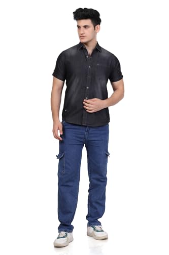 Image of Men's Denim Casual Shirts for Men | Half Sleeve Shirt | Regular Fit