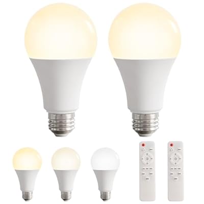 Airseafar 2Pack A19 LED Light Bulbs with Remote Control, 9W 800LM Smart Cordless Light Bulb, Dimmable E26 Led Bulb with Timing/Memory Function, Ideal Lighting forLamp, 60W Equivalent 3000K-6000K