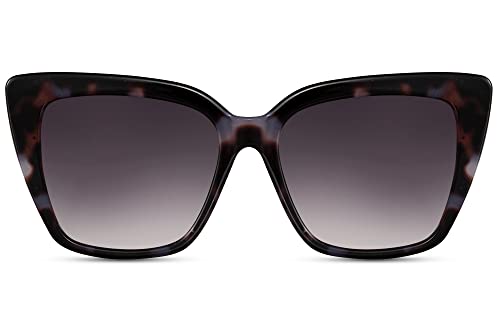 Cheapass Gafas de Sol para Mujer, grandes y resistentes, Color gris, ojo de gato con gafas de bloqueo UV400 oscuras