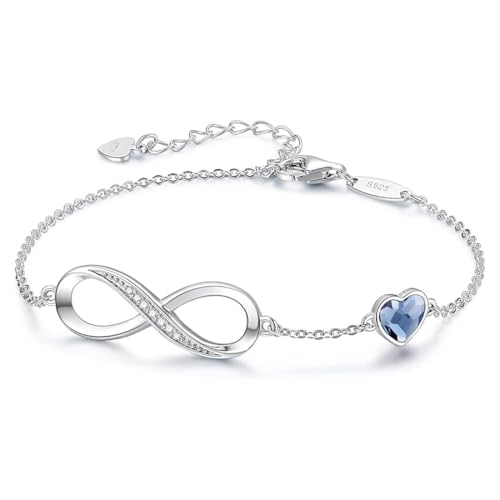 DWFEYOI Pulsera infinito mujer tendencia en Plata con Circonita Cúbica. Regalo cumpleaños chica, aniversario madre, amiga, hermana, compañera. Con elegante caja