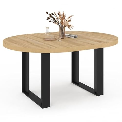 IDMarket Phoenix - Mesa de comedor extensible redonda (6-8 person...