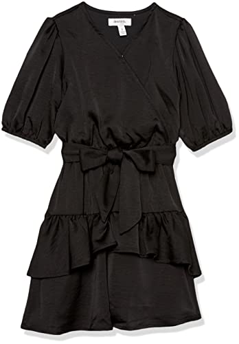 Speechless Girls' Faux Wrap Short Ruffled Dress