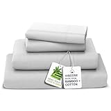 Sweave Optimal Blend of Organic Viscose Made from Bamboo with Luxury Long Staple Cotton Sheets, Twin Size Bed Sheets Set 3 Pcs - Double Stitch & Double Elastic with 16' Deep Pockets - White