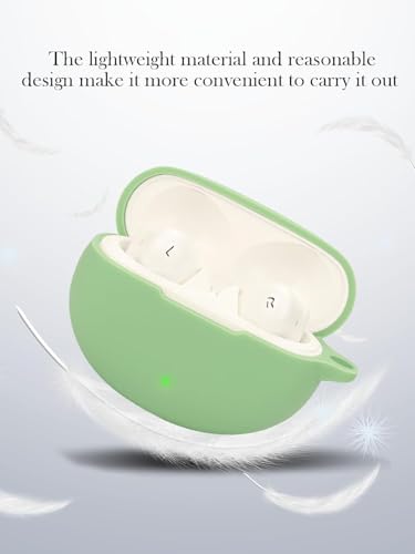 Image of Reiox Soft Silicone Protactive Case Cover Compitable for Oneplus Nord Buds 3 | 3 Pro (Matcha Green)