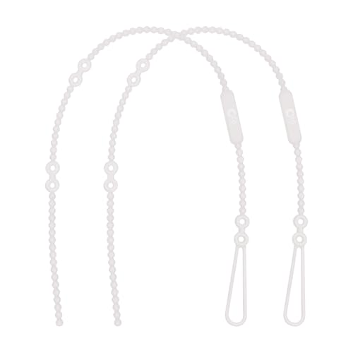Image of Olababy Silicone Strap for Baby Toys, Teethers, Sippy Cups, Bottles w Handles, Feeding Spoons, High Chairs, Strollers, Car Seats and Travel Essentials (2 Straps, Pearl)