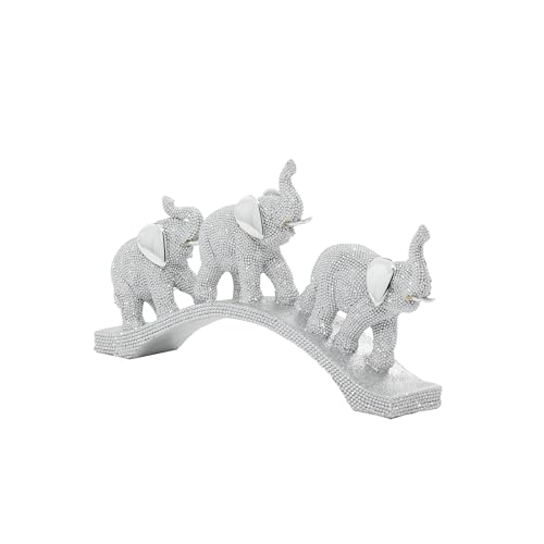 Escultura Decorativa Elefante de Polystone Plata 2x14x7 in miniatura 1