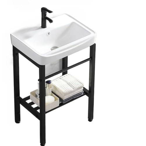 Emidor シンプルな洗面台、屋外洗面台、多機能、セラミック、屋外用、ステンレス製ブラケット、温水と冷水の混合水栓、排水機能付き、ブラケット付き、浴室、屋外/屋内、商業/家庭用、ガレージ、キッチン、屋外用に適しています (43*36cm)