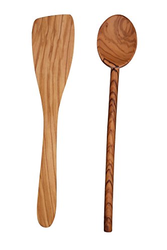 Scanwood Olive Wood Utensil Spatula Spoon Set 12 Inch