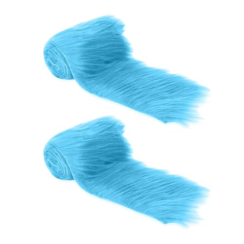 FabricLA Turquoise Shaggy Plush Faux Fur Strips - Craft Fur for Gnomes, Cosplay, and DIY Projects | 4" X 60" (Pack of 2)